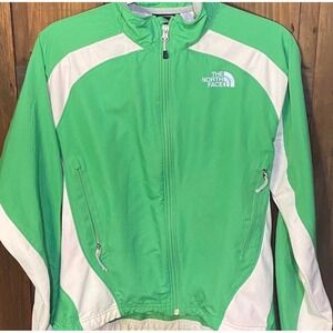 VTG North Face Windbreaker Flight Series Women's Medium Lightweight Green White